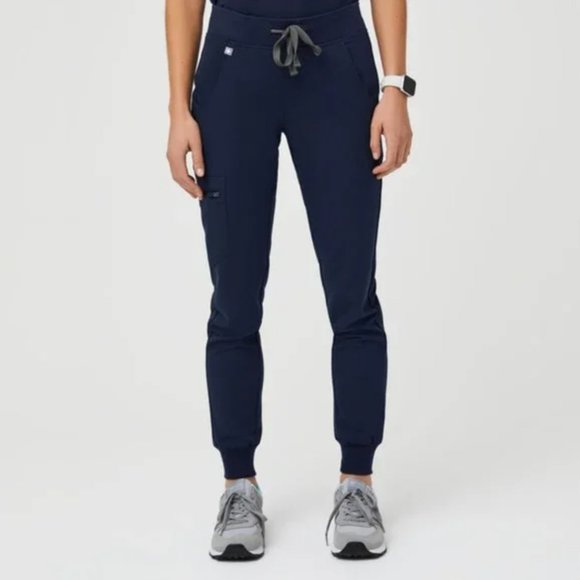 Figs Pants - Figs Zamora Jogger Scrub Pants Drawstring Slim Fit Cargo Pocket Navy Blue Large